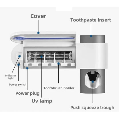 Toothbrush Sanitizer with UV Light & Toothpaste Dispenser