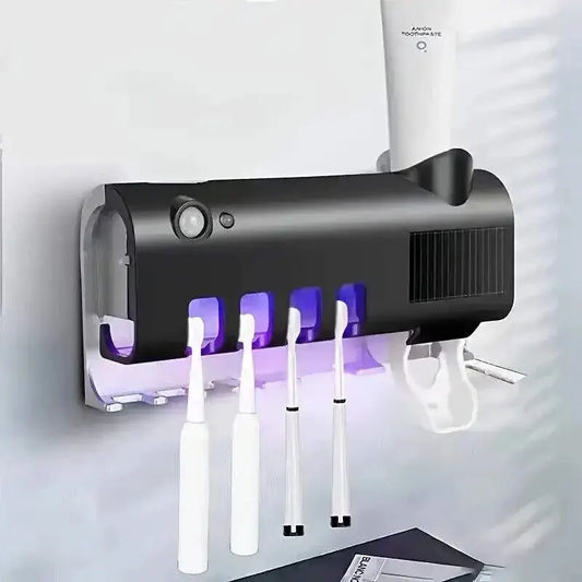 Toothbrush Sanitizer with UV Light & Toothpaste Dispenser