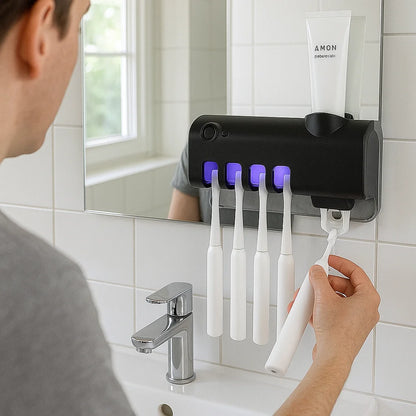 Toothbrush Sanitizer with UV Light & Toothpaste Dispenser